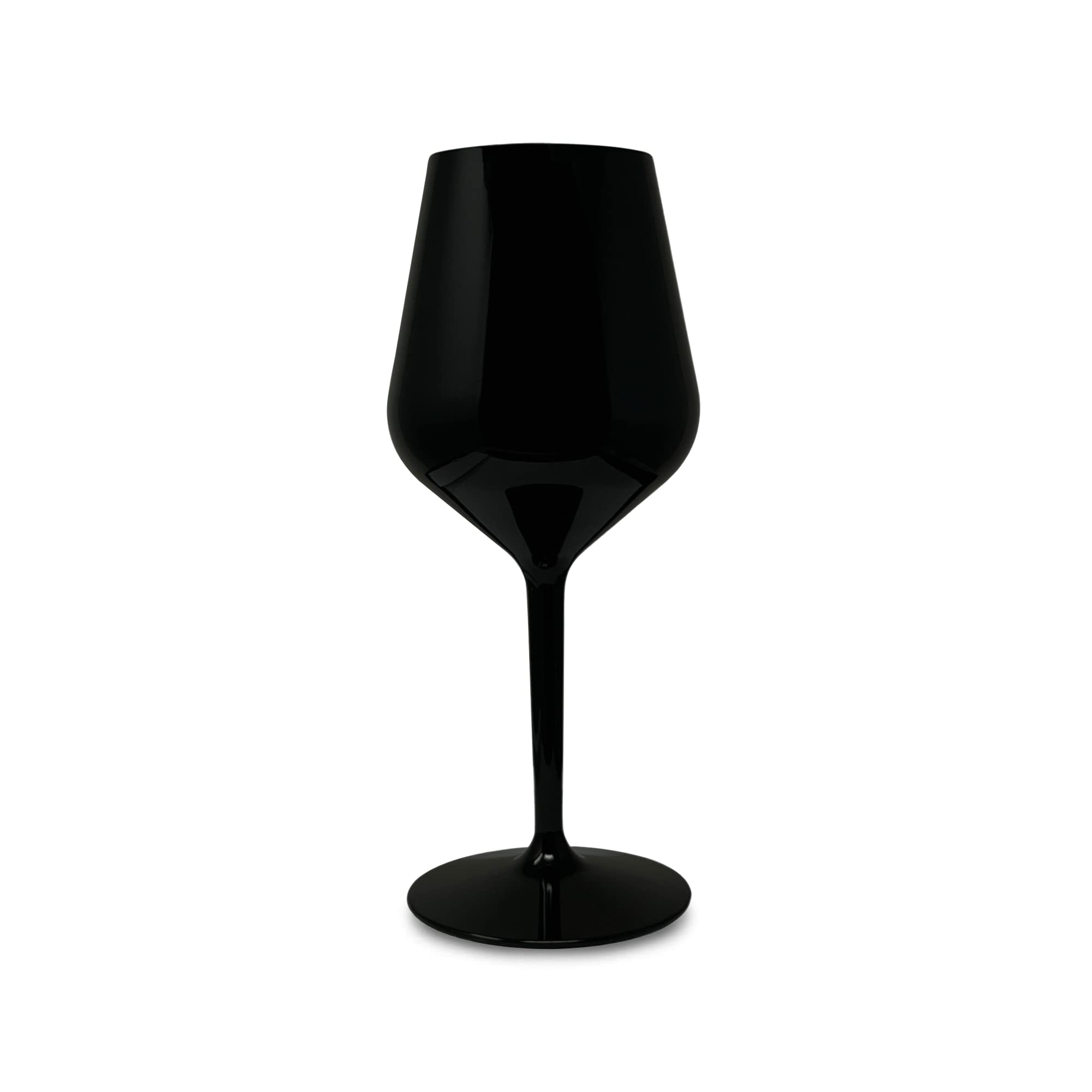 WAF RucBicchieri Set 6 Wine/Cocktail Glasses Event Tasting Blown STEMGLASS 33cl. SHATTERPROOF, in Tritan®, (Rigid Plastic), BPA-Free, Reusable and Dishwasher Safe, (Black)