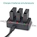 Newmowa 3-Pack Replacement Battery and 3-Channel USB Charger for Xiaomi YI AZ16-1, 4K, 4K+, Lite, 360 VR Action Cameras (Not for Discovery Version), 3.85V, 1400mAh