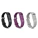 GinCoband 3 PCS Replacement Bands with Adjustable Metal Clasp for Fitbit Flex Wristband (Buckle Design-Black&Light Grey&Purple, Large)