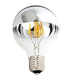 Luxon 4w G80 Led Bulb with Mirror, E26 Medium base,Half Chrome Siliver Globe Shape Bulb ,Energy Saving Warm White 2700k, Non-dimmable