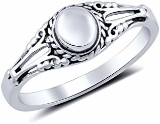 Sterling Silver Half Dome Antique Style Ring - Size 9