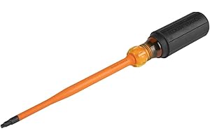 Klein Tools 6946INS 1000V Slim Tip Insulated Screwdriver, Screwdriver with 6-Inch Round Shank, #2 Square Tip, Cushion Grip Ha