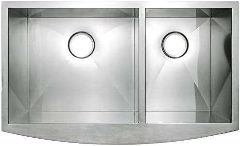 Golden Vantage 33" x 20" x 9" Undermount Apron Double Bowl Handmade 18 Gauge Stainless Steel Kitchen Sink