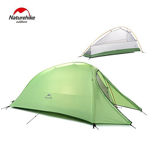 Camping Tent 1 Person 4 Season Tent Double Skin 210T Plaid Fabric Ultralight (Green)