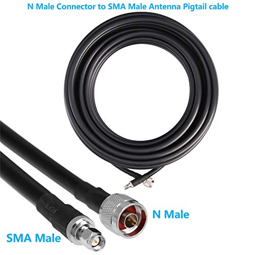 50 ft Low-Loss Coaxial Extension Cable (50 Ohm) SMA Male to N Male Connector, GEMEK Pure Copper Coax Cables for 3G/4G/5G/LTE/ADS-B/Ham/GPS/WiFi/RF Radio to Antenna or Surge Arrester Use (Not for TV)