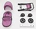 TRIOKID 2 in 1 Deluxe Baby Doll Stroller Sportline X1 Grape Purple Drawable Fabric with Swiveling Wheels & Adjustable Handle
