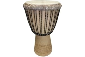 AFRICA HEARTWOOD PROJECT Paragon Heartwood Mali Pro Djembe 14x25 (Melina Wood) - Solid wood, hand-carved, West African goat skin, hand tuned ready to play.