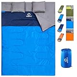oaskys Camping Sleeping Bag – 3 Season Warm & Cool Weather – Summer, Spring, Fall, Lightweight, Waterproof for 2 Adults & Kids – Camping Gear Equipment, Traveling, and Outdoors