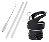 WaterFit Straw Lid for Hydro Flask Standard Mouth Sport Water Bottle with 2 Straws and Straw Brushes