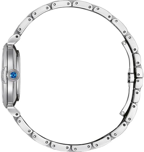 Relógio analógico de quartzo feminino com bracelete em aço inoxidável EM1060-87N, prateado, tamanho único, pulseira