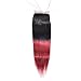 Mothers' Day Gift for Mom Top Hair Brazilian Ombre Hair Black To Red Straight Closure Natural Brazillian Virgin Remy 130%(Ombre 1B/Burgundy 10