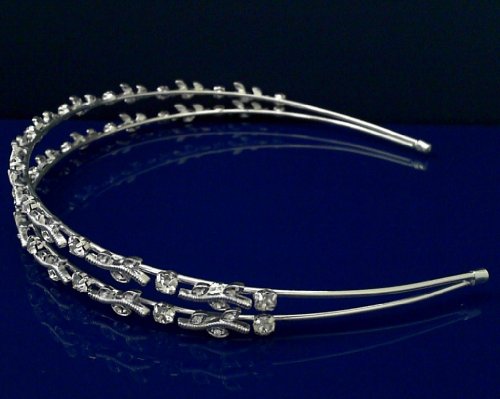 SC Bridal Wedding Tiara Crown Double Band With Leaves C5347