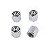 INCART Universal Steel (4pcs) Car Tire Valve Stem Air Caps Cover + (1pcs) Keychain for Honda Silver