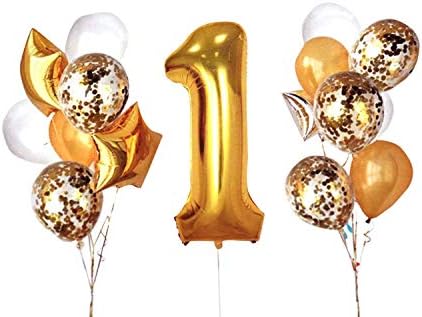 Shopperskart First Birtday/Anniversary 1 Number Balloon Pack of 17 pcs for Decoration