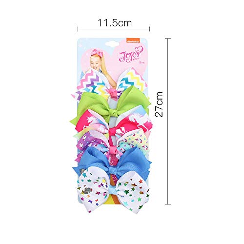 JOJO Siwa Bows Hair Clips Unicorn Ribbon Grosgrain Hair Barrettes Accessories for Girls Toddler Kids (6pcs)