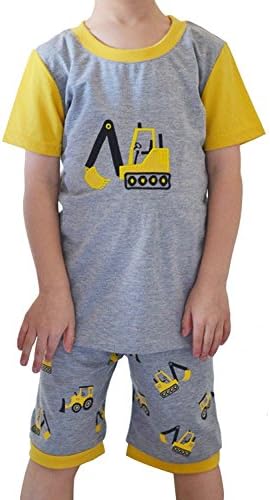 CMGD Little Boys Pajamas Truck Cotton T-shirt Shorts 2 Piece Pjs Sets Sleepwear