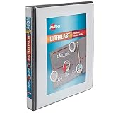 Avery 1" Ultralast 3 Ring Binder, One Touch Slant Ring, Holds 8.5" x 11" Paper, 1 White Binder (79744)