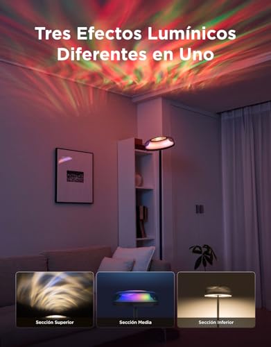 Govee Floor Lamp with Three Independent Zones RGBIC, Floor Lamp with Wavy Lighting, Compatible with Matter and Alexa, 80+ Scene Modes, 1000lm, 2700-6500K, Ideal for Living Room and Bedroom