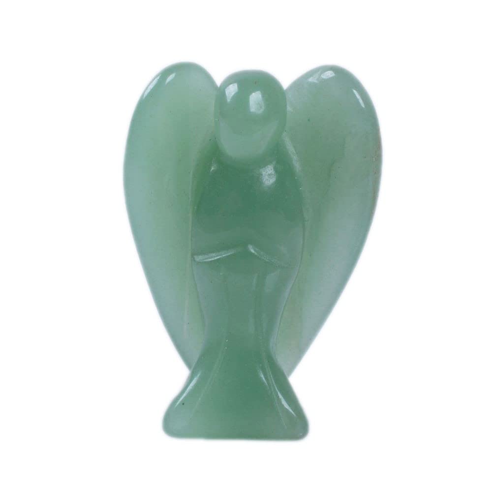 Carved Green Aventurine Gemstone Peace Angel Pocket Guardian AngelHealing Statue 1.5 inch