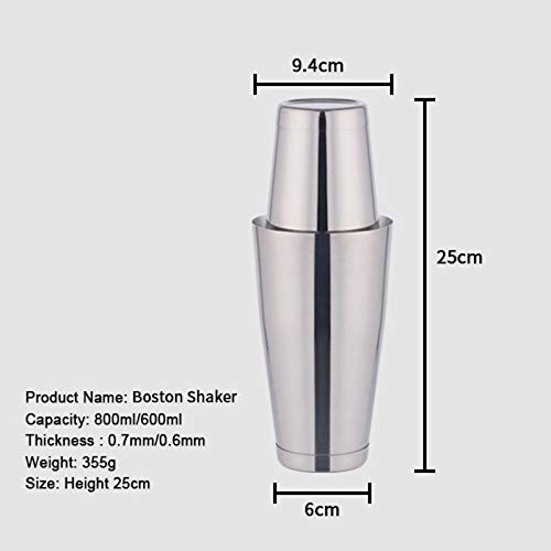 NXYJD 28z 600.800ml Edelstahl Cocktail Shaker BARTDER-Zubehör Bambus Holz Stand Bar Tools Set Kit 6 Stück – Bild 5
