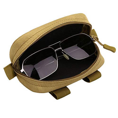 Efanr Eyeglasses Case MOLLE Modular Hardshell Sunglasses Case Tactical Zipper Eyeglass Holder Stand with Clip