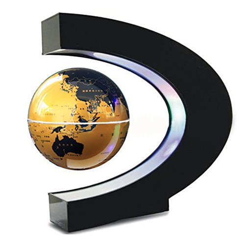 Yamalans C-shaped Magnetic Levitation Floating Rotating Globe Map LED Light Home Decor