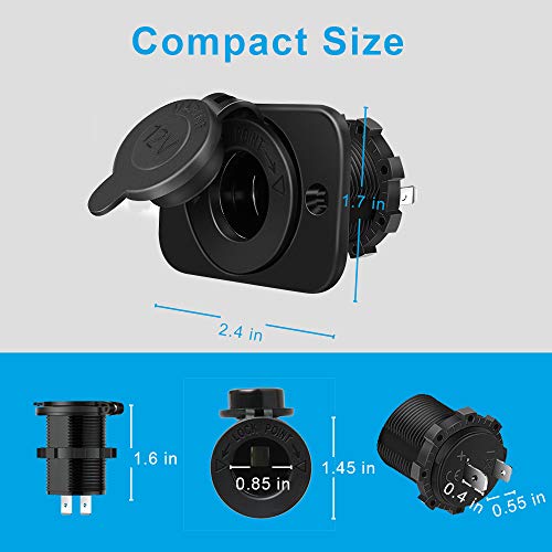 3-Pack Cigarette Lighter Socket, 12V Power Outlet Receptacle for Car Marine Motorcycle ATV RV, with Wire Fuse DIY Kit by Riseuvo - Thumbnail 5