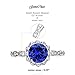 GemsChest Sterling Silver 2 Ct Round Shaped Created Blue Sapphire & Cubic Zirconia Halo Ring