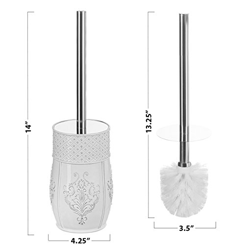 Creative Scents White Toilet Brush Set Toilet Bowl Brush and Holder