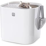 Modkat Top Entry Litter Box - All-in-one Cat Litter Solution - Easy to Clean - Reduces Cat Litter Tracking and Odors - Includes Scoop and Reusable Liner - White
