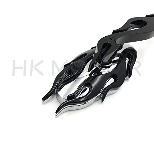 Motorcycle Flame Style Rearview Mirror For Any Cruiser Chopper Custom Black New - Thumbnail 4