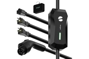 EG EVGOER Level 1/2 EV Charger, 16A 110-240V Portable EV Charger with 25FT Cable, Home Electric Vehicle Charging Stations with NEMA 6-20 Plug NEMA 5-15 Adapter for All J1772 EVs