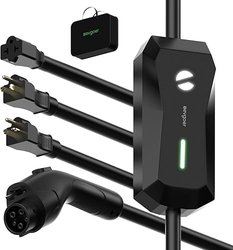 Photo 1 of Level 1/2 EV Charger, 16A 110-240V Portable EV Charger with 25FT Cable, Home Electric Vehicle Charging Stations with NEMA 6-20 Plug NEMA 5-15 Adapter for All J1772 EVs