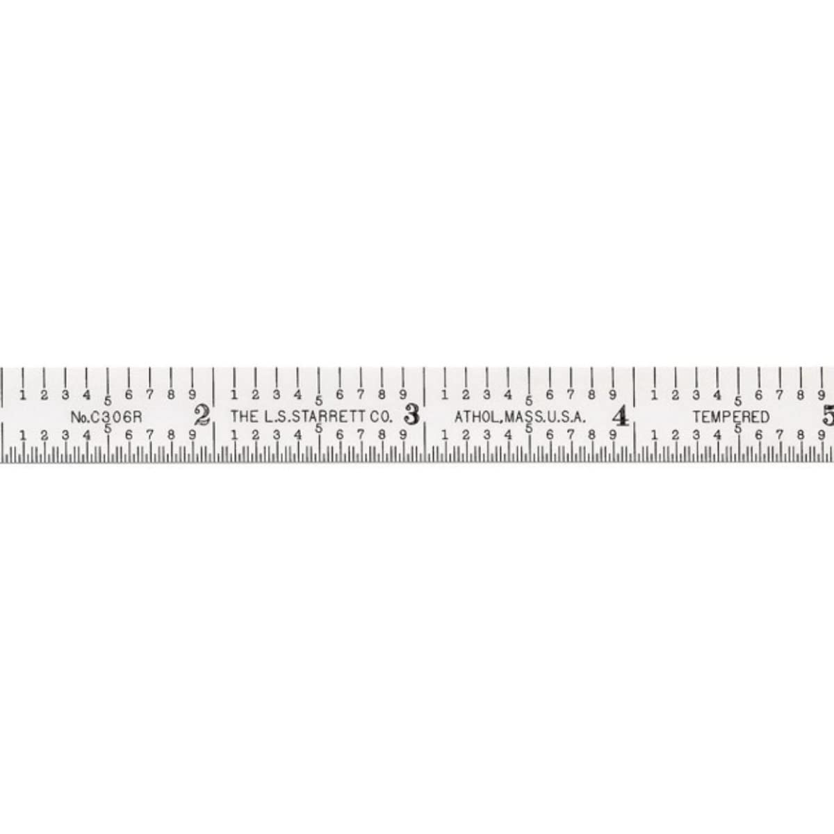 Starrett C306R-6 Full Flexible Steel Rule With Inch Graduations, 6R Graduations, 6" Length, 1/2" Width, 1/64" Thickness — image 1