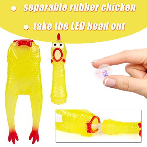 POPLAY Flashing Screaming Chicken, Rubber Chicken Dog Toy LED Shining Squeaky Chicken for Chew Toy Stress Relief Practical Jokes
