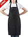 SEW UR LIFE (5 set Black Professional Resist Water Adjustable Extra Long Bib Apron 3 Pockets Home Kitchen Garden Restaurant Cafe Bar Pub Bakery for Cooking Chef Baker Servers Craft Unisex
