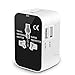 Universal Travel Adapter, International Adapter Plug Kits Dual USB Charging Ports, All in One Converter Wall Charger, ZGGCD Worldwide AC Power Outlet for USA AUS UK Europe Cell Phone Laptop - White