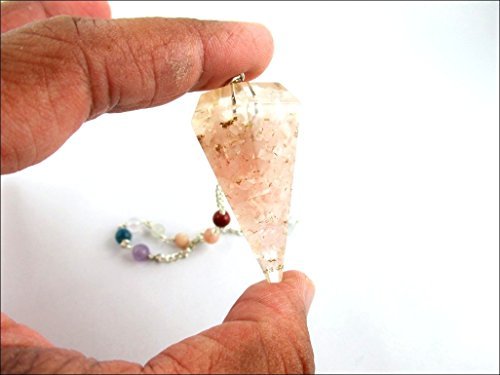 Jet Exquisite Rose Quartz Orgone Pendulum 2 inch Jet International Crystal Therapy Healing Power Peace Prosperity Divine Gemstone