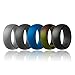 Silicone Wedding Ring,Silicone Wedding Band,5 Ring Pack for Men,Black,Dark Grey,Light Grey,Blue and Camo,size12