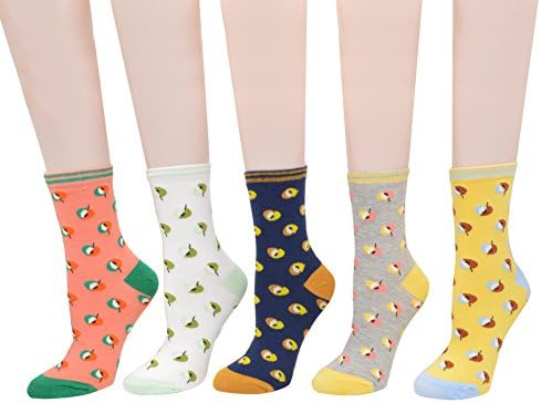 MpingT Women Girl's Lovely Cat Cartoon Pattern Casual Cotton Crew Floor Socks (Multicolor-pack of 5)