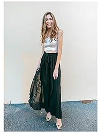 Corbata de cinta, dobladillo maxi, falda para pantalones Palazzo