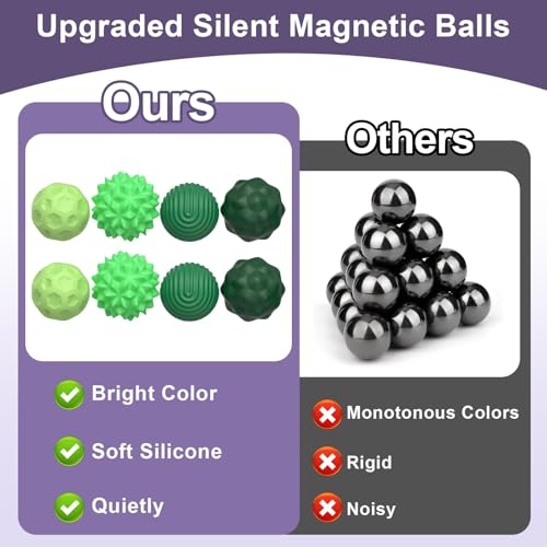 8 Pieces Magnetic Toys, Silicone Magnetic Balls, Ball Anti-Stress Sensory Toys, Silicone Sensory Toy, Anti-Stress and Anxiety Toy for Adults and Children (Green) (Purple)