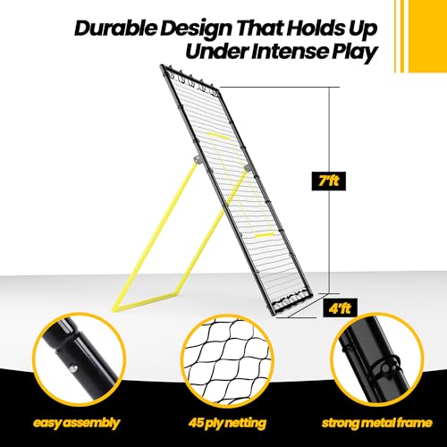 Apex Sports Adjustable Volleyball Rebounder Net 7x4 ft – Bounce Back Training Equipment with Angle Customization for Practicing Volleying, Bumping, Spiking – Durable & Portable with Travel Bag