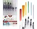 MozArt Supplies Water Brush Pens - Set of 6 Brush Tips Aqua pens - Great for Watercolor Paints, Water Soluble Pencils, Brush Pen, Markers - Refillable Brush Pens - Aqua Pen, Art Brushes