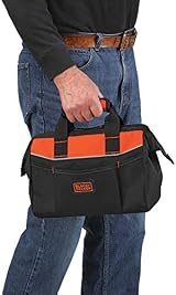 BLACK+DECKER 12-Inch Wide Mouth Tool Bag Zippered Durable 600 Denier Fabric view 10