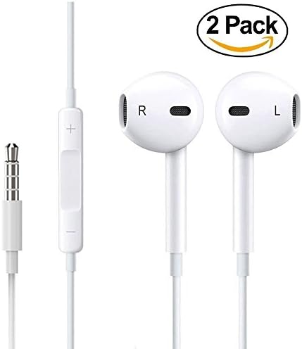 Earbuds, Meld Headphones with Microphone New Earphones for apple iPhone 6s 6 Plus 5s 5 4s 4 SE iPad iPod 7 8 IOS S8 S7 S6 Note 1 2 3 Earbuds Earphones 2 pack Headphones Earpods Earbuds