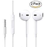 Earphones XunLiang Earbuds with Remote and Mic 3.5mm Jack Headphones Standard Retail Packaging Wired Ear Buds for iPhone,iPad, iPod,Samsung Galaxy and Android Cell Phones,2Pack W&B Earphones