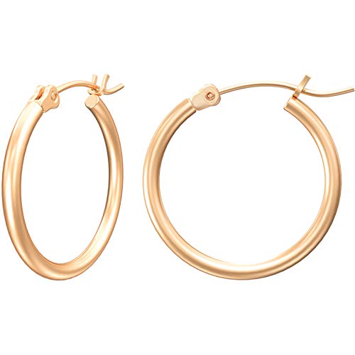 Gacimy Rose Gold Hoop Earrings for Women, 14K Rose
