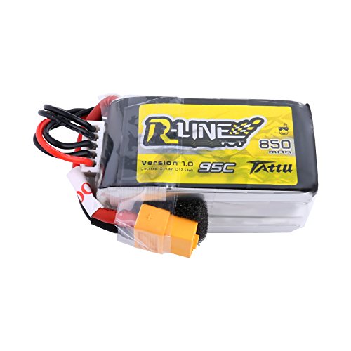 TATTU R-Line 850mAh 14.8V 95C 4S LiPo Battery Pack with XT60 Plug for Multirotor FPV from Size 100 to 180