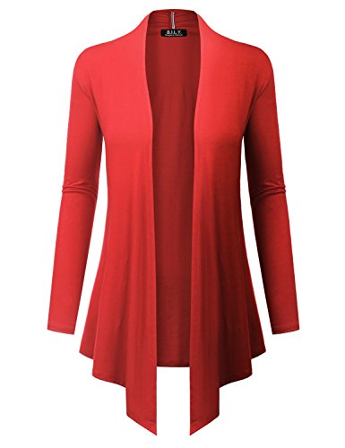 Because I Love You Women's Open Front Drape Hem Lightweight Cardigan - X-Large - Coral
